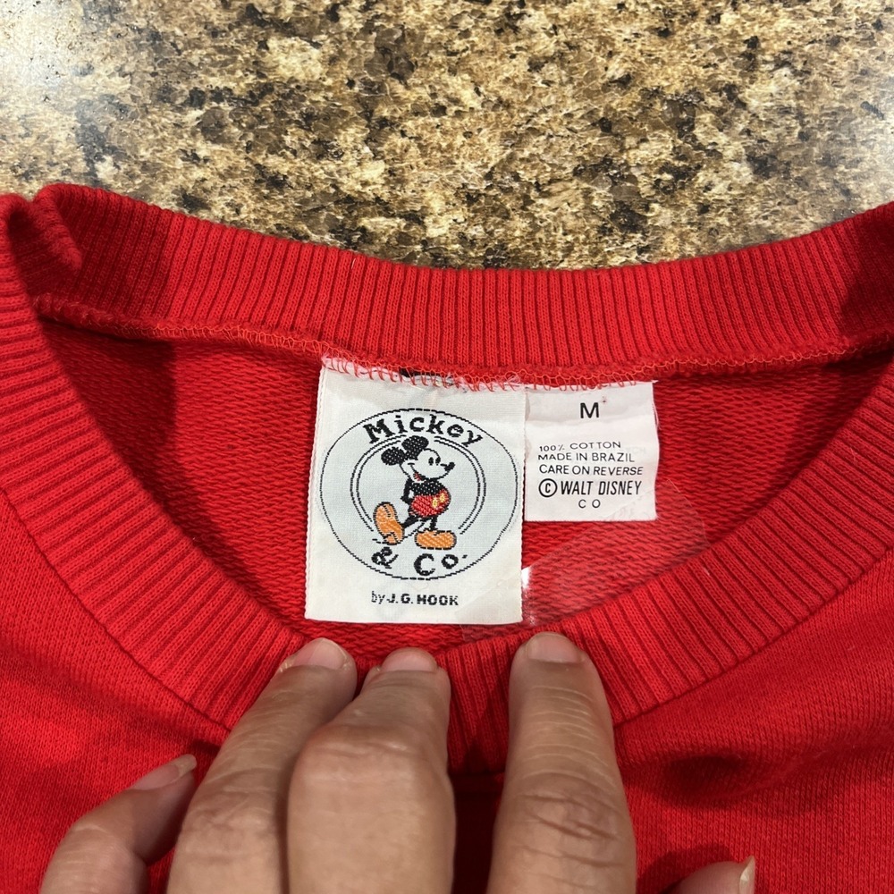 RARE 90s Mickey & Co. By JG HOOK Mickey Mouse Red Sweatshirt Jersey #42 Sz Med - Picture 6 of 16